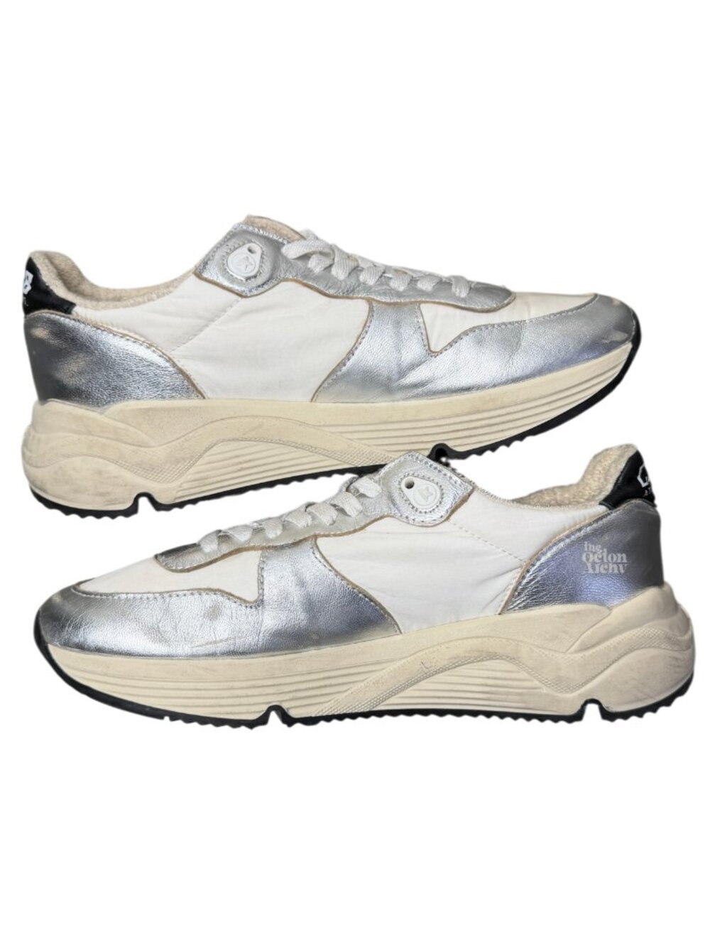 Size 39 Golden Goose Women's Running Sole Sneaker Silver/White/Blue Fog/Black - Picture 5 of 10